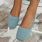 Solid Mesh Square-Toe Ballet Flats