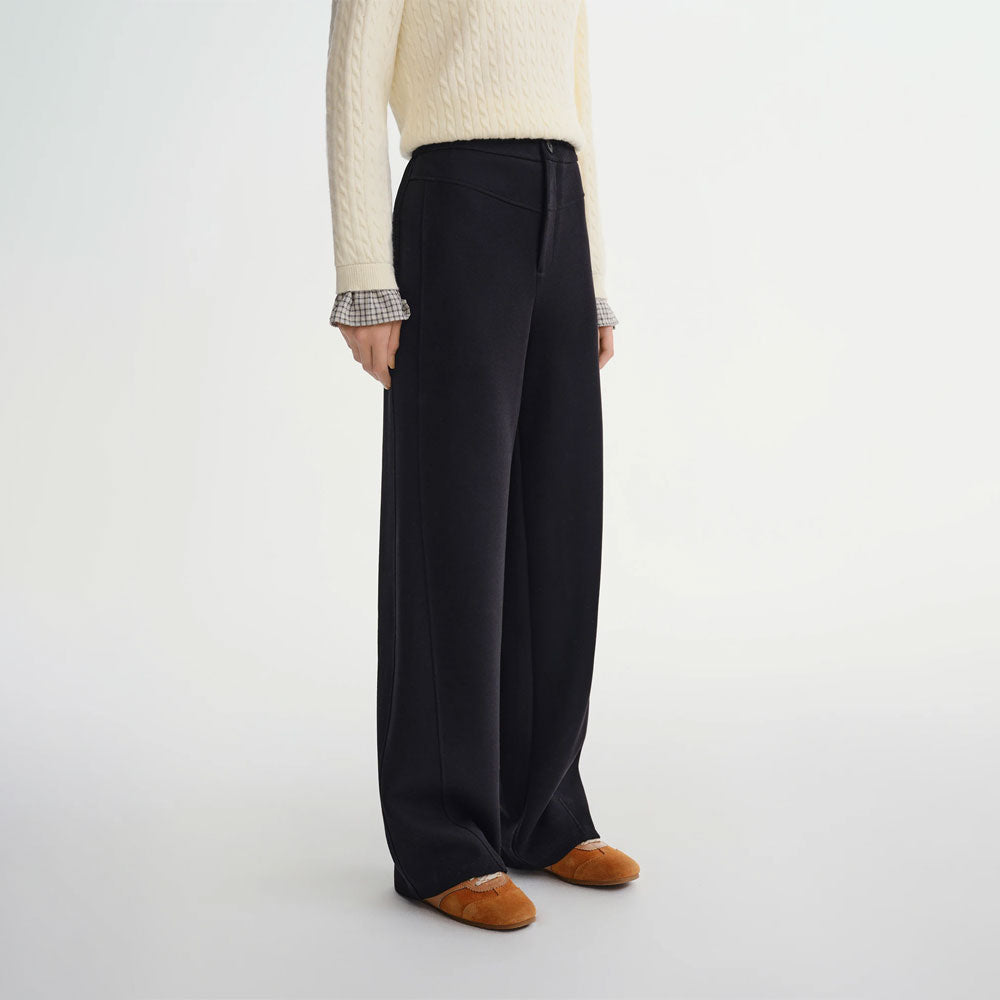 Straight High-Waist Wool Pants