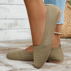 Solid Mesh Square-Toe Ballet Flats