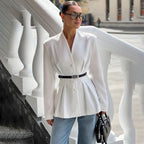 Waist-Tie V-Neck Blazer