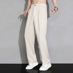 Men’s Grid-Design Slim Straight Pants