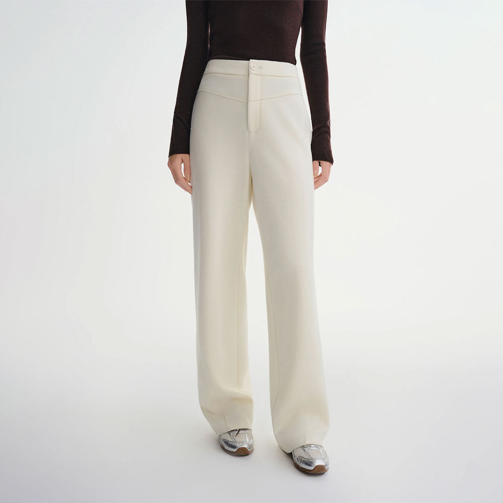 Straight High-Waist Wool Pants