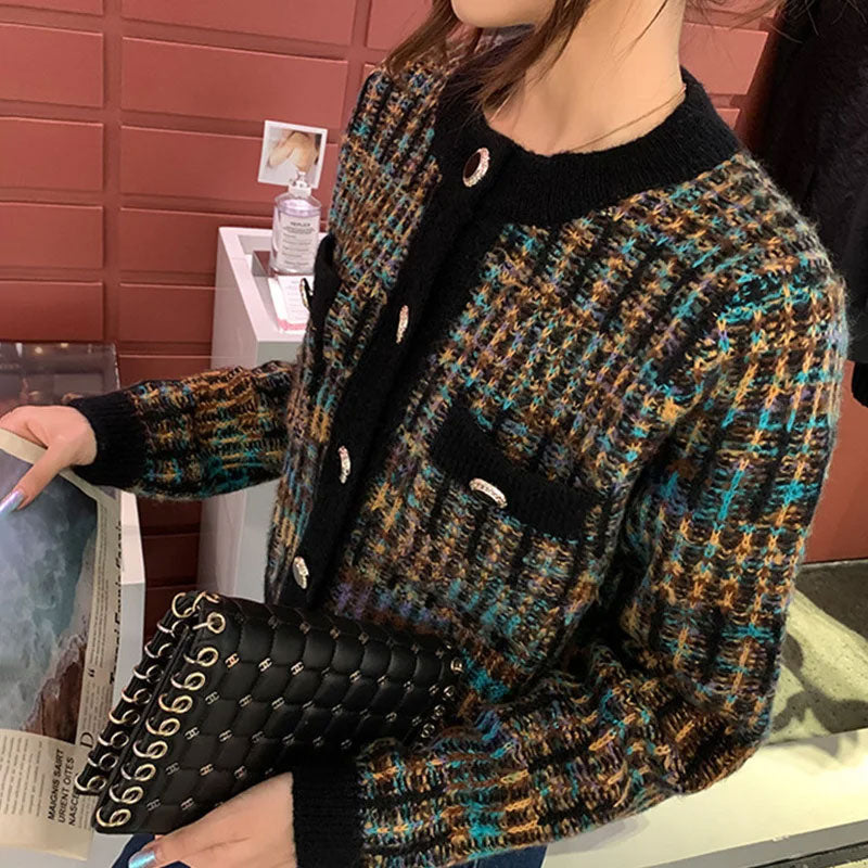 Women’s Mix-Color Knitted Cardigan