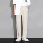 Men’s Grid-Design Slim Straight Pants
