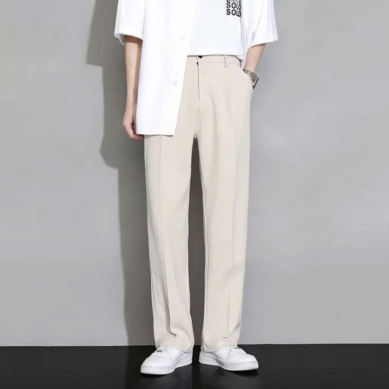 Men’s Grid-Design Slim Straight Pants