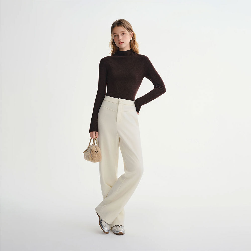 Straight High-Waist Wool Pants