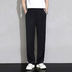 Men’s Grid-Design Slim Straight Pants