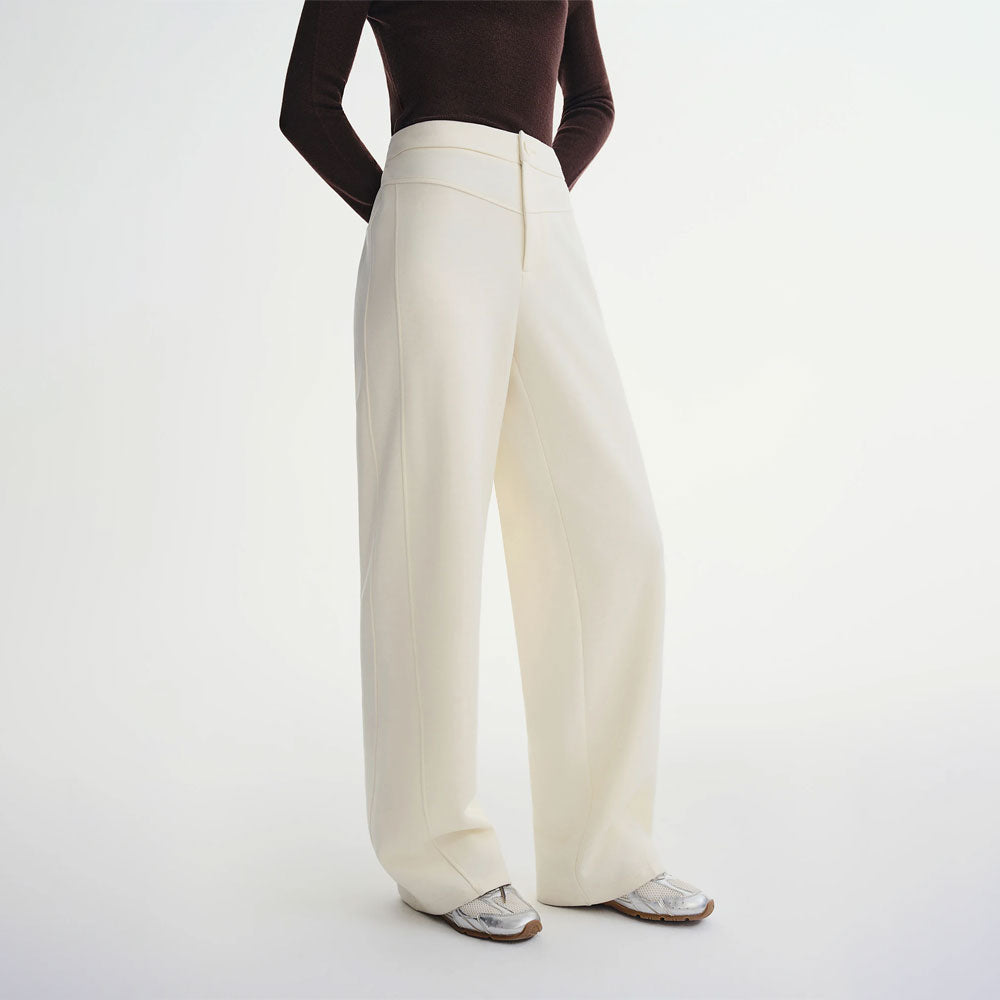 Straight High-Waist Wool Pants