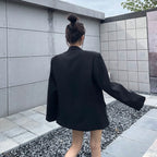 Black Flower Spliced Blazer