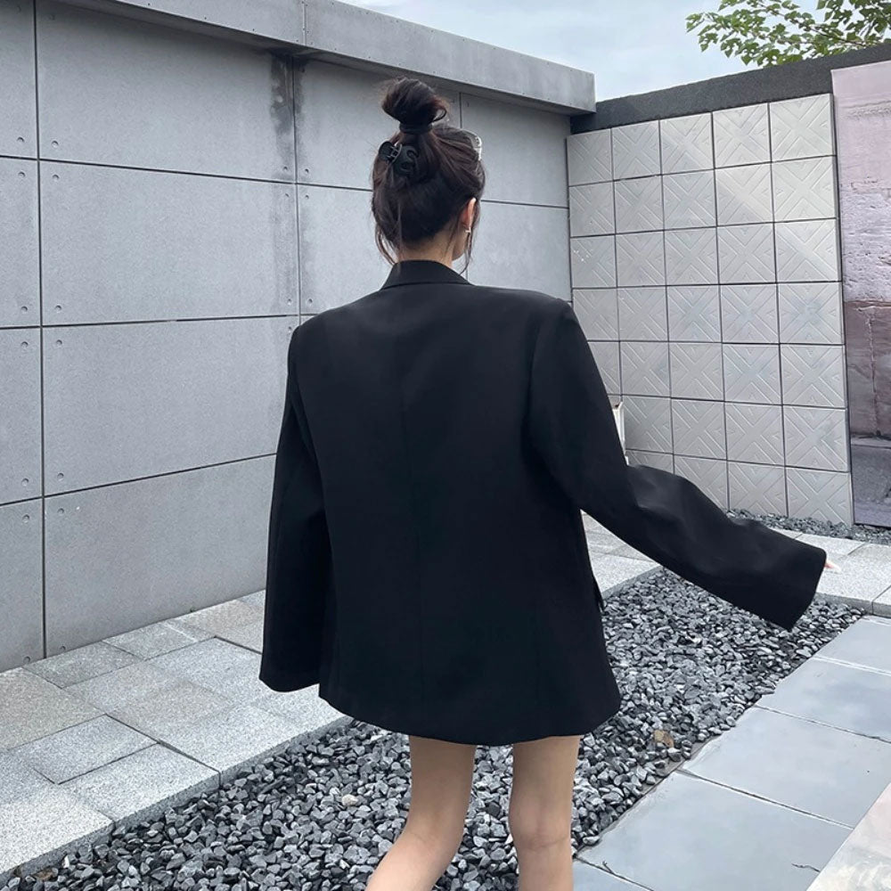 Black Flower Spliced Blazer
