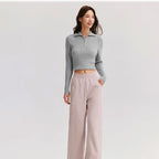 High-Waist Wide-Leg Casual Pants