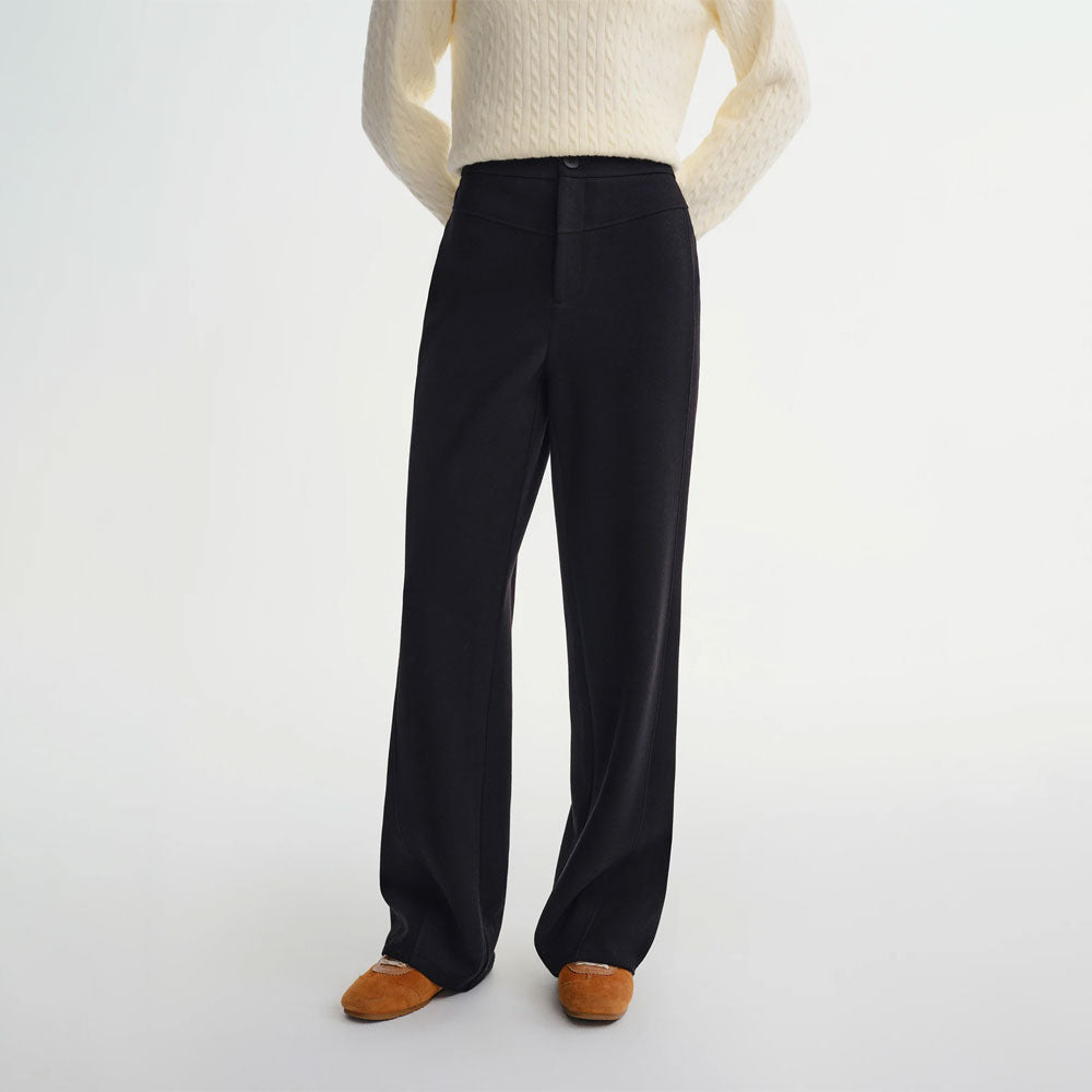 Straight High-Waist Wool Pants