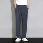 Men’s Grid-Design Slim Straight Pants