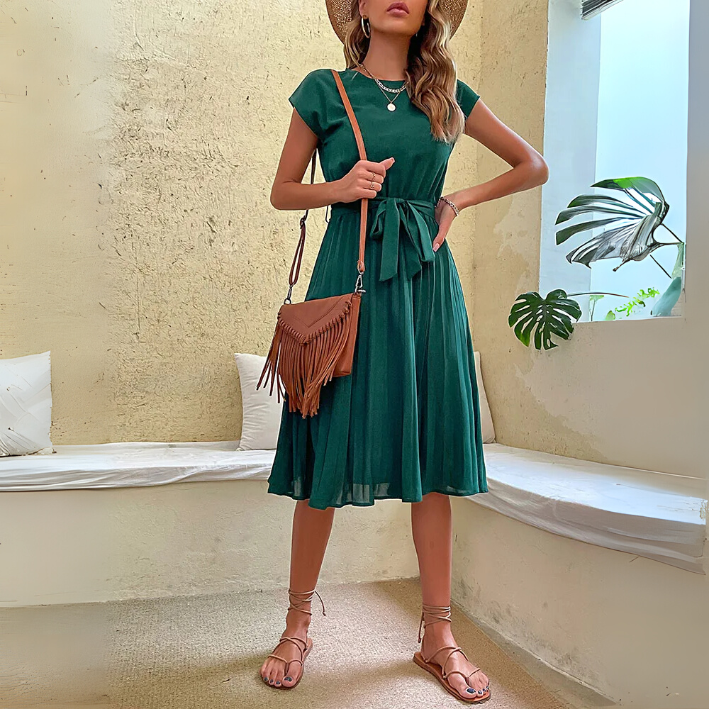 Pleated Midi Beach Sundress