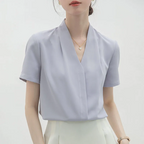 Women’s Summer White V-Neck Blouse